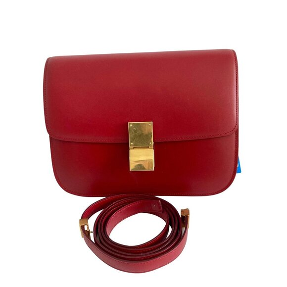 Celine Box Calfskin Medium Classic Box Flap Red - Picture 1 of 9
